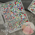 12-Grid Mixed AB Crystal Nail Rhinestones & Glitter Gems Set Nail Art Rhinestones PRIMED A2