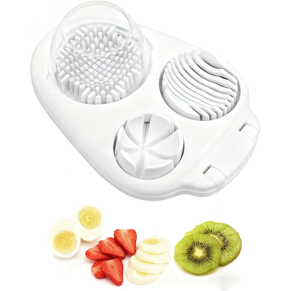 LMETJMA 3-in-1 Egg Slicer – Stainless Steel Cutter & Dicer Egg Slicer Tool PRIMED WHITE