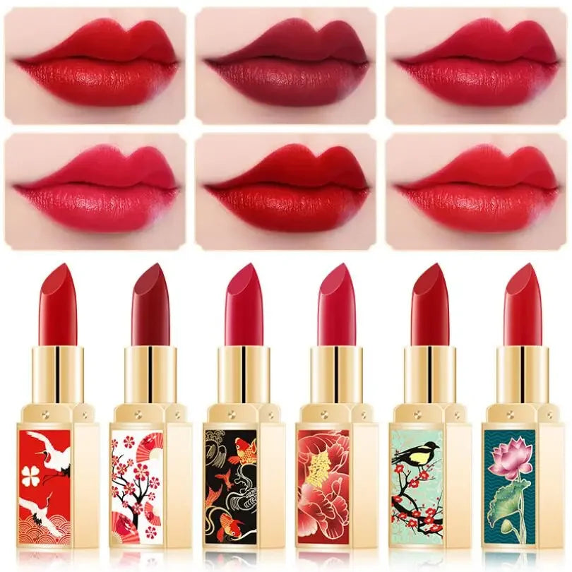 Chinese Style Lipstick Gift Set 6pcs – Moisturizing Red Lip Color Lipstick Gift Set PRIMED
