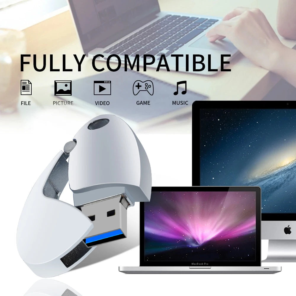 Rotating USB 3.0 Flash Drive 8GB–128GB with Key Chain USB Flash Drive PRIMED
