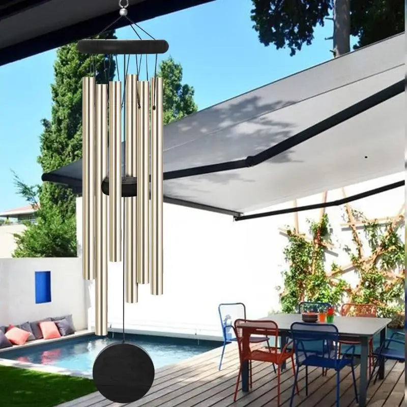 Retro Wood & Metal Wind Chime – 6 Tubes Outdoor Decor