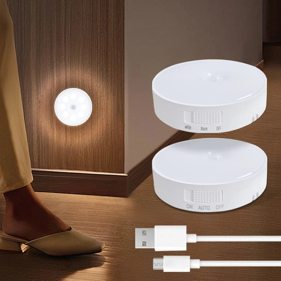 PIR Motion Sensor LED Night Light – USB Rechargeable Lamp Motion Sensor Night Light PRIMED