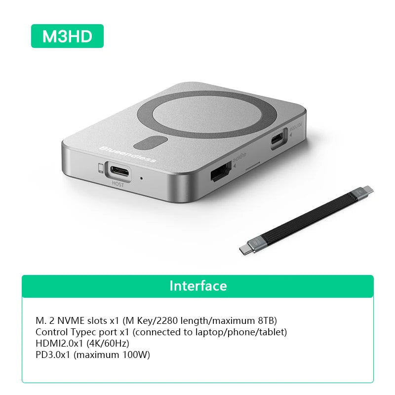 UTHAI MC906 M.2 NVMe SSD Dock 4K HD USB 3.2 Type-C Hub SSD Expansion Dock PRIMED M3HD