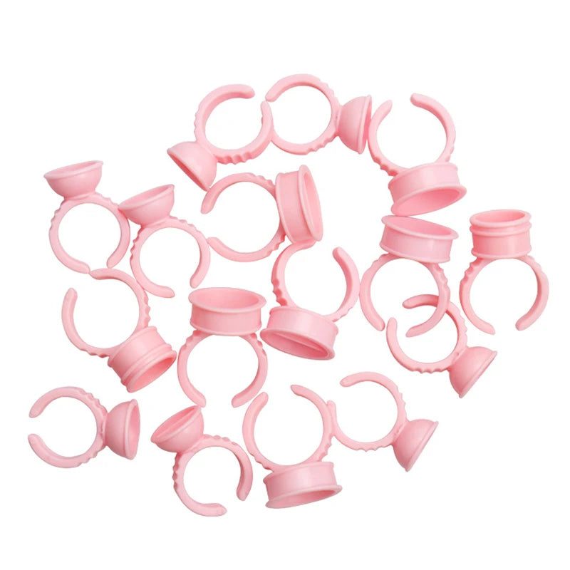 100Pcs Disposable Lash Glue Rings | Eyelash Extension Supplies Lash Extension Accessory PRIMED