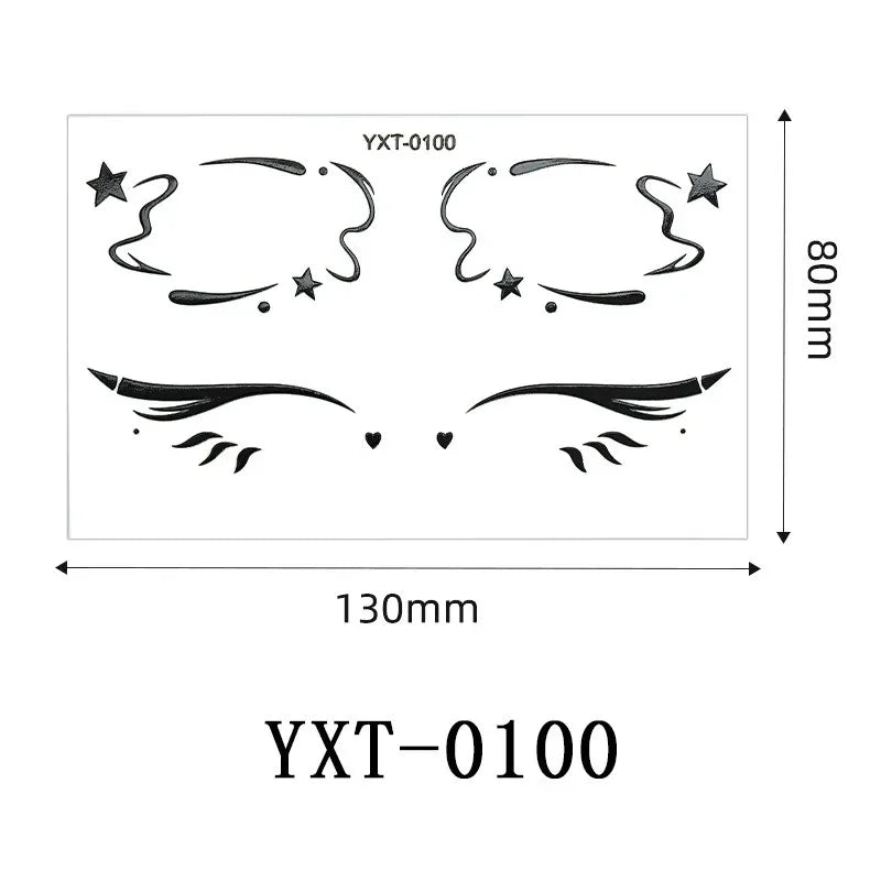 Gothic Metallic Eye Corner Temporary Tattoo Stickers | Cosplay Face Tattoo Stickers PRIMED YXT-100-1Pc