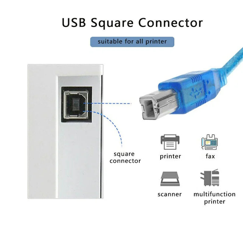 USB 2.0 Printer Cable Type A to B – HP Canon Epson Brother USB Printer Cable PRIMED