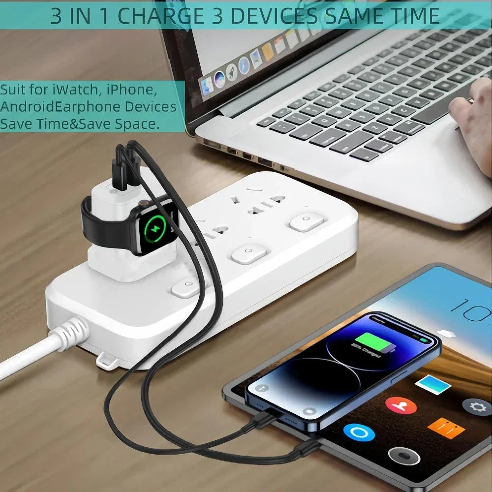 PD 20W 3-in-1 Fast Charger – USB-C, USB-A & Apple Watch Wireless Charging Station PRIMED