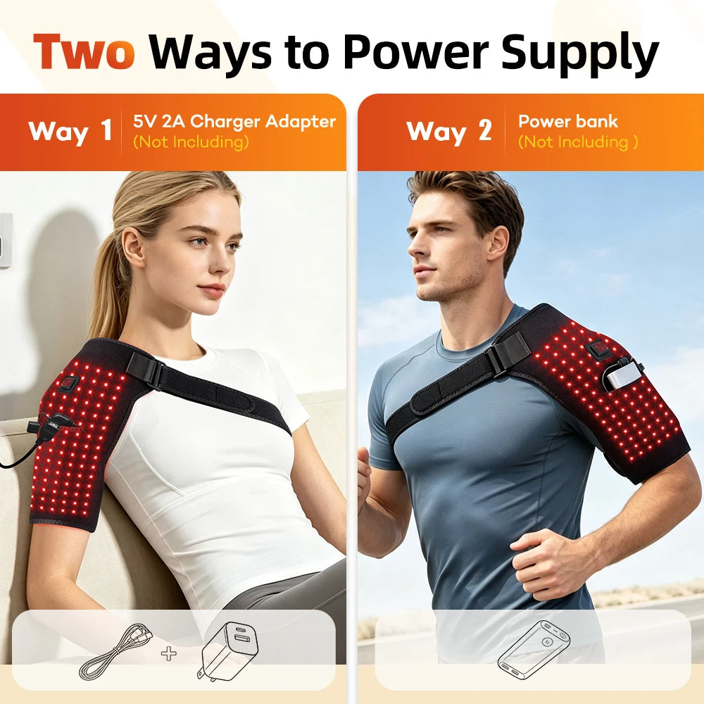 USB Heated Shoulder Wrap | 105 LED 660nm Red Light Therapy Heated Shoulder Wrap PRIMED