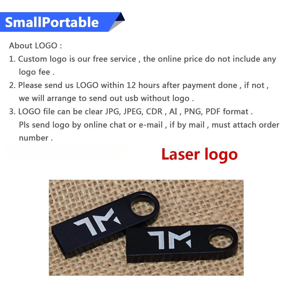 50-Pack Custom Logo USB 2.0 Flash Drives 1GB–64GB Metal USB Flash Drive PRIMED