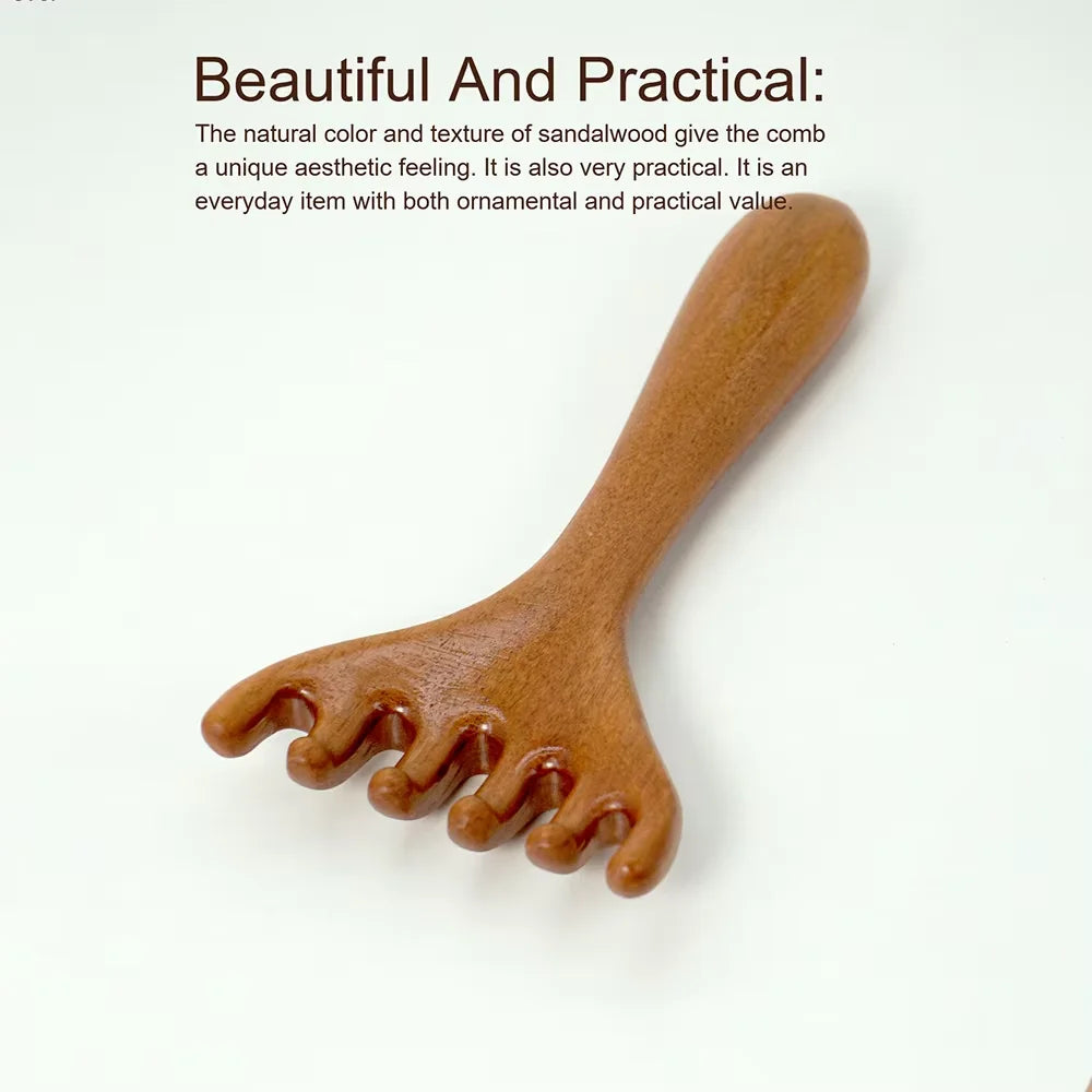 Wooden Six-Claw Gua Sha Massage Comb – Scalp & Body Tool