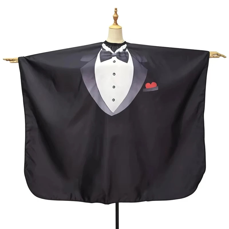 Waterproof Anti-Static Barber Cape – Black Salon Haircut Gown