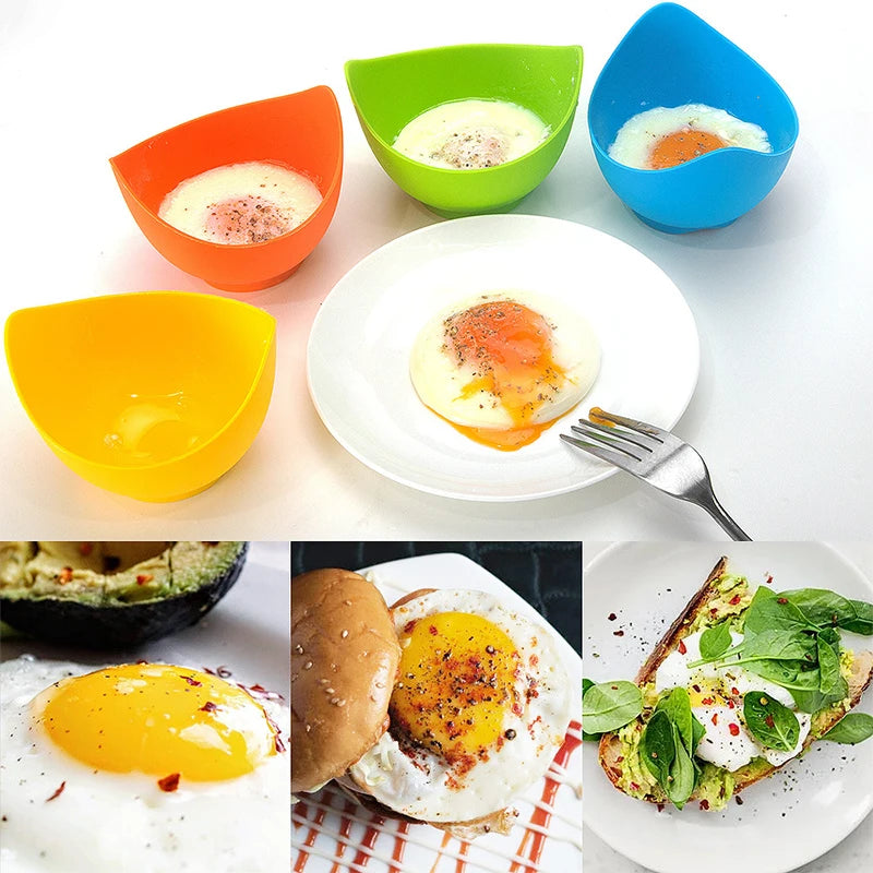 LMETJMA 4-Pack Silicone Egg Poacher Cups with Ring Stands Egg Poacher Set PRIMED