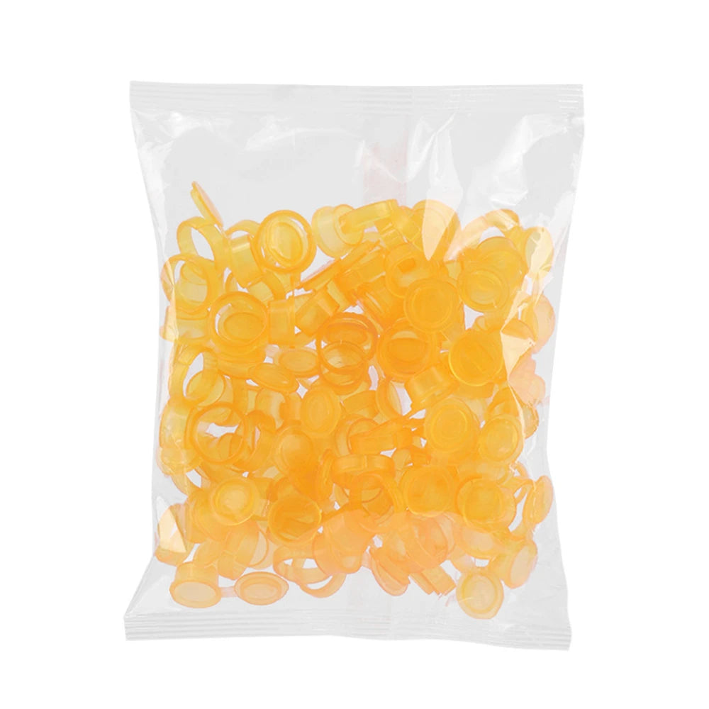 50pcs Disposable Eyelash Glue Rings | Lash Extension Fan Cups Lash Extension Supplies PRIMED 50pcs yellow