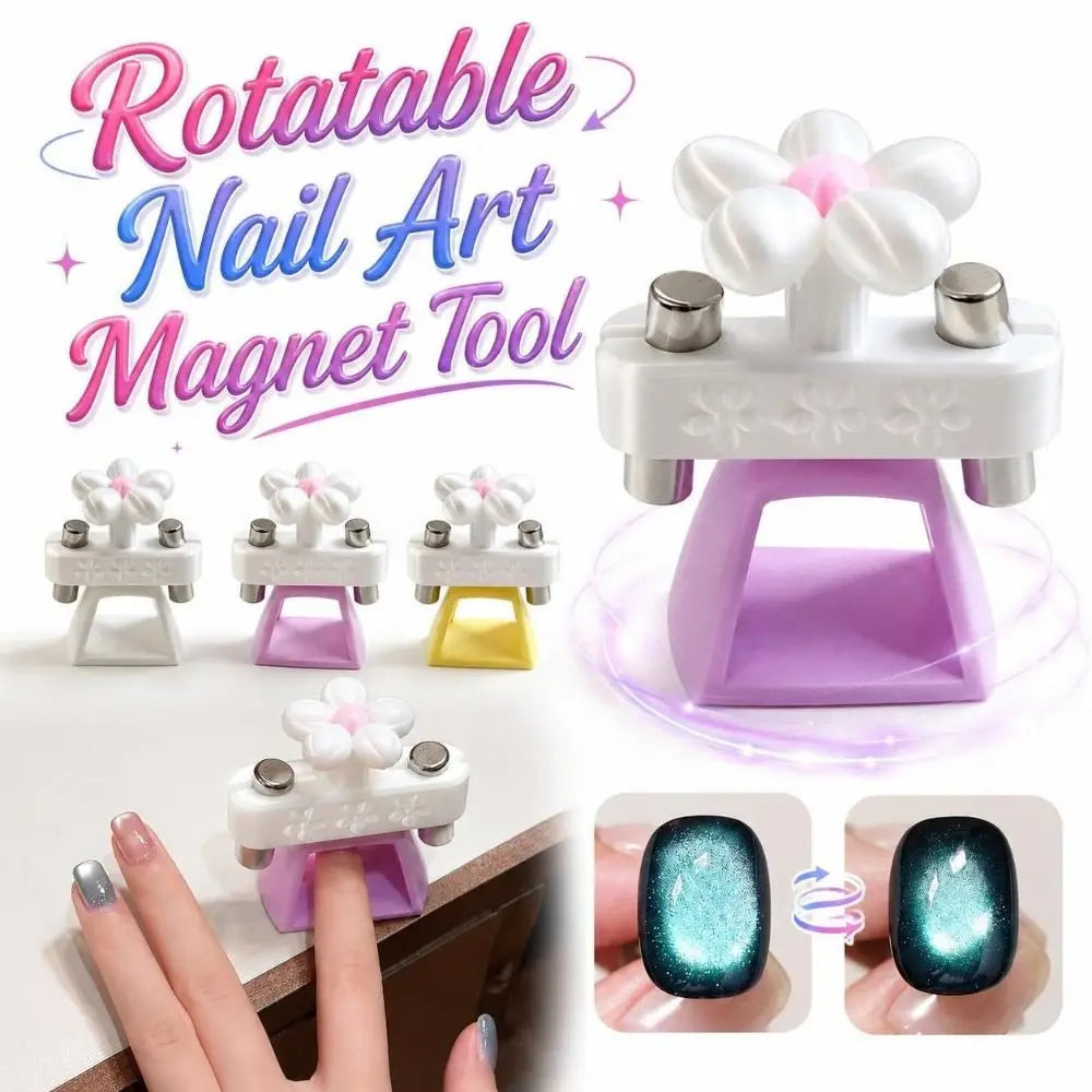 Rotatable Cat Eye Nail Art Magnet Tool – Flower DIY Design