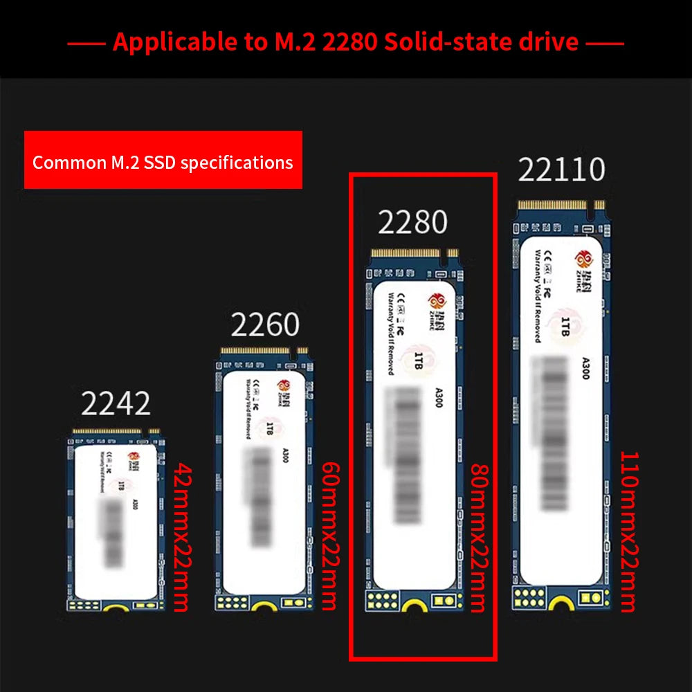 TISHRIC M.2 2280 NVMe SSD Aluminum Heatsink & Thermal Pad SSD Heatsink Cooler PRIMED