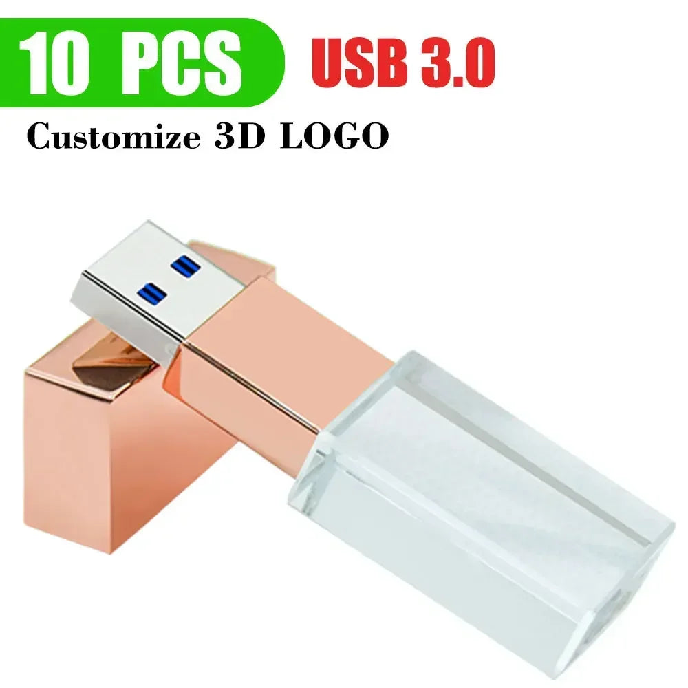 10-Pack Custom Logo Crystal USB 3.0 Flash Drives 8GB–128GB USB Flash Drive PRIMED 128GBX10PCS rose usb