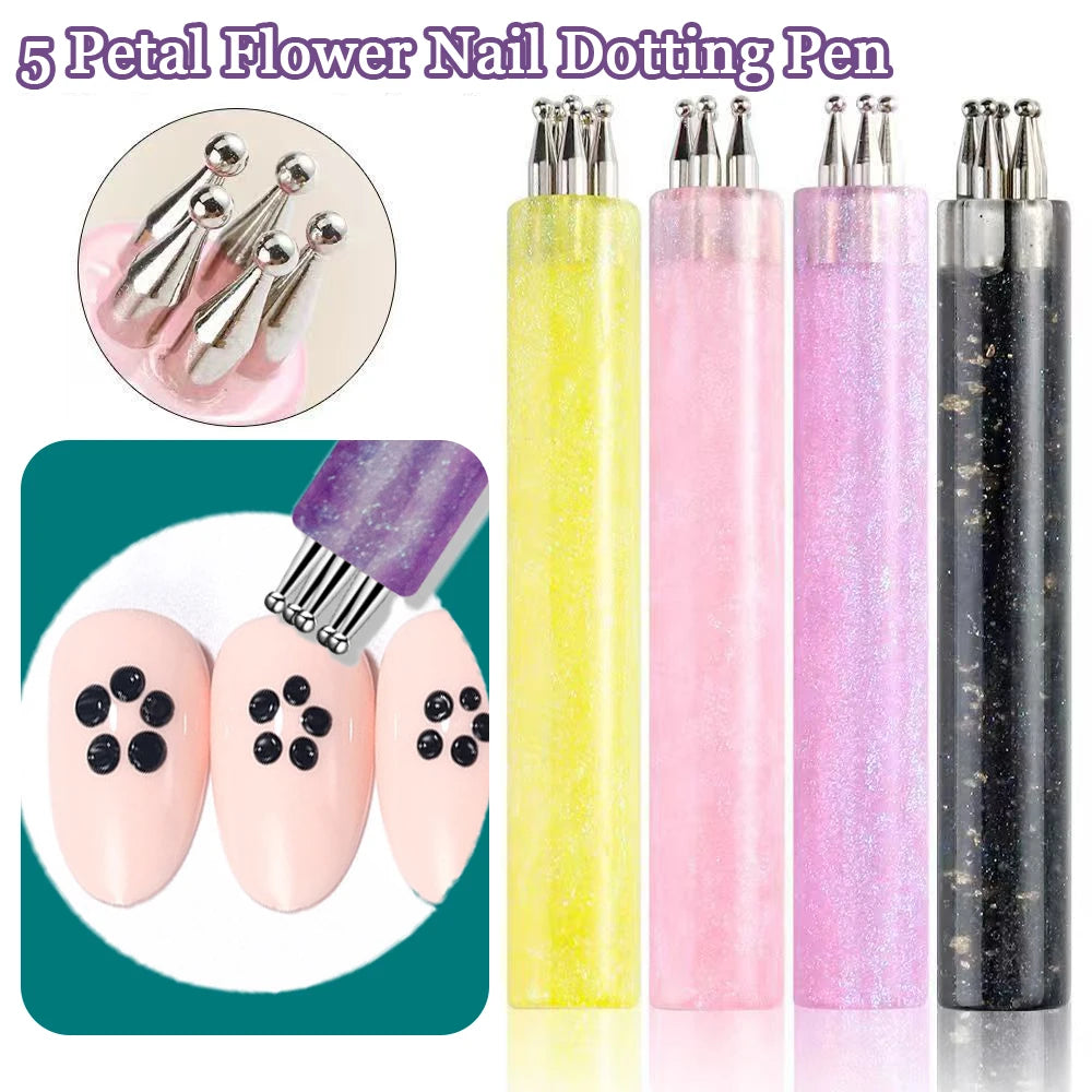 5-Petal Flower Nail Dotting Pen – One Stroke Nail Art Tool Nail Art Dotting Tool PRIMED