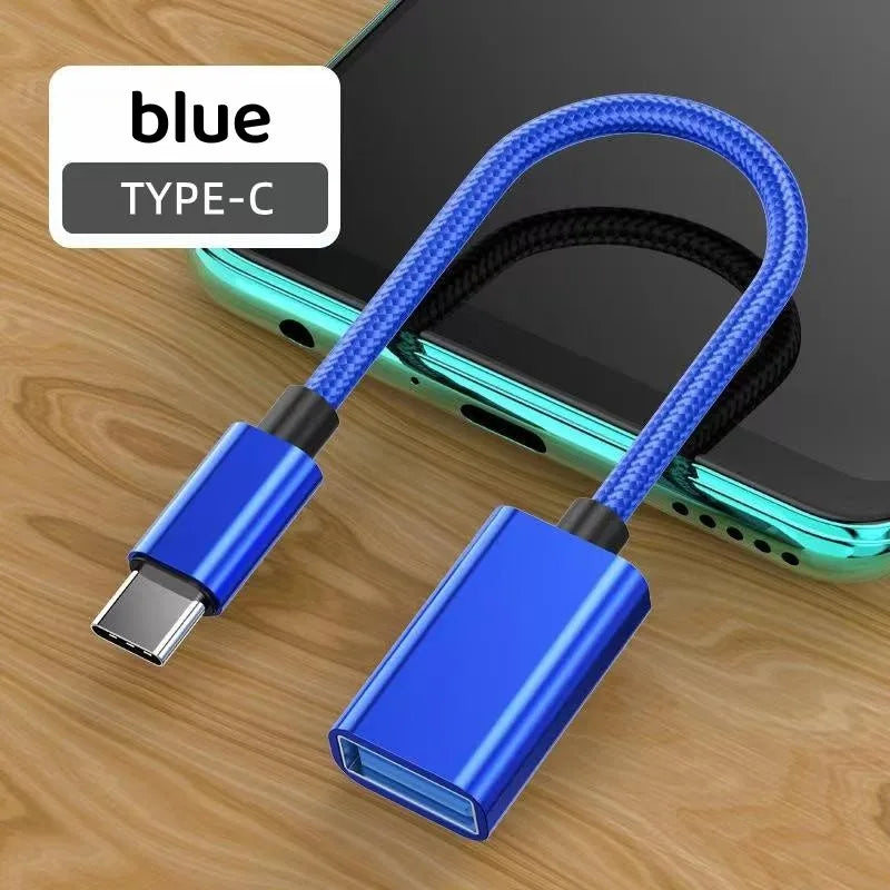 USB-C to USB OTG Adapter Cable | Type-C Male to USB-A Female USB OTG Adapter PRIMED Blue