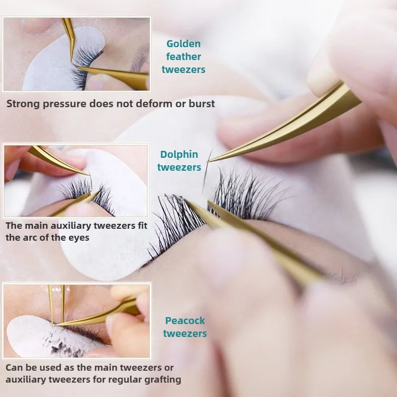 Stainless Steel Eyelash Extension Tweezers – Curved & Straight