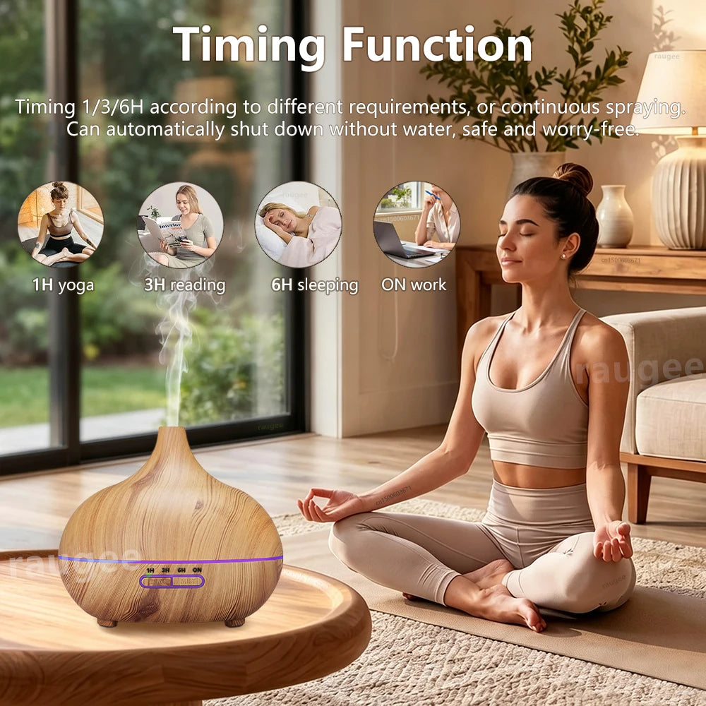Woodgrain Essential Oil Diffuser & Humidifier USB 500ml Aroma Oil Diffuser PRIMED