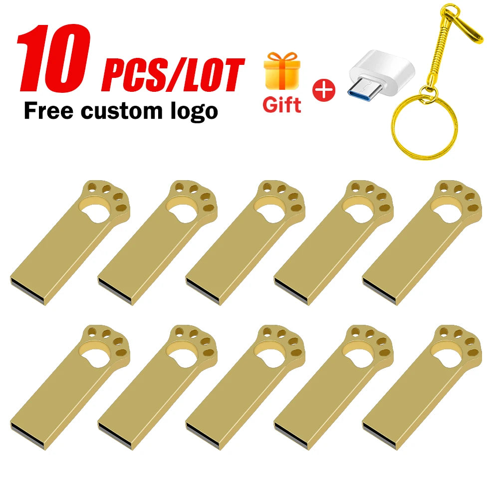 10-Pack Custom Logo Metal USB Flash Drives 128MB–128GB USB Flash Drive PRIMED 4GB x10pcs Gold u disk 1 China Mainland