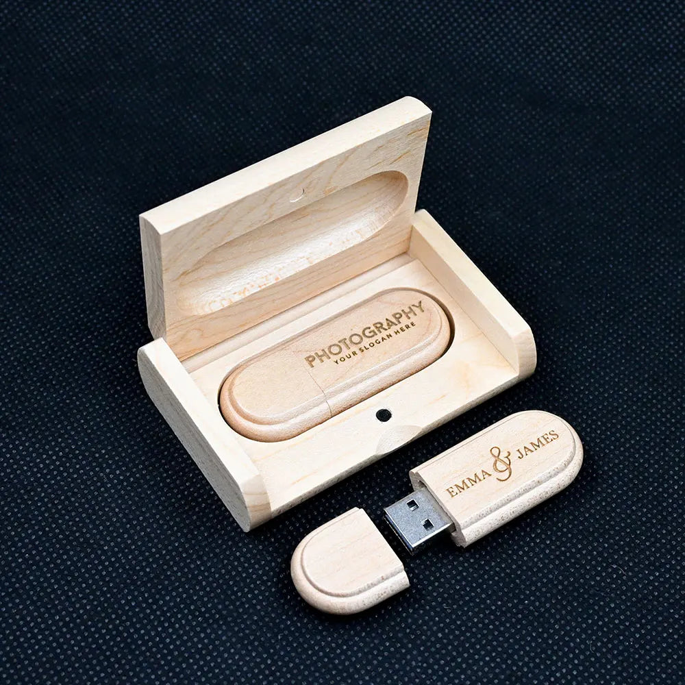 5-Pack Wooden USB Flash Drive 32/64/128GB | Custom Logo Gift USB Flash Drive PRIMED
