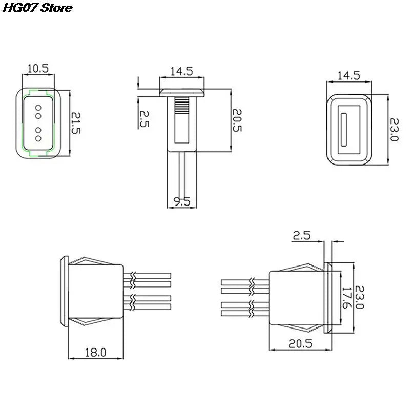USB 2.0 Female Charging Port Connector with Cable – 2 & 4 Pin