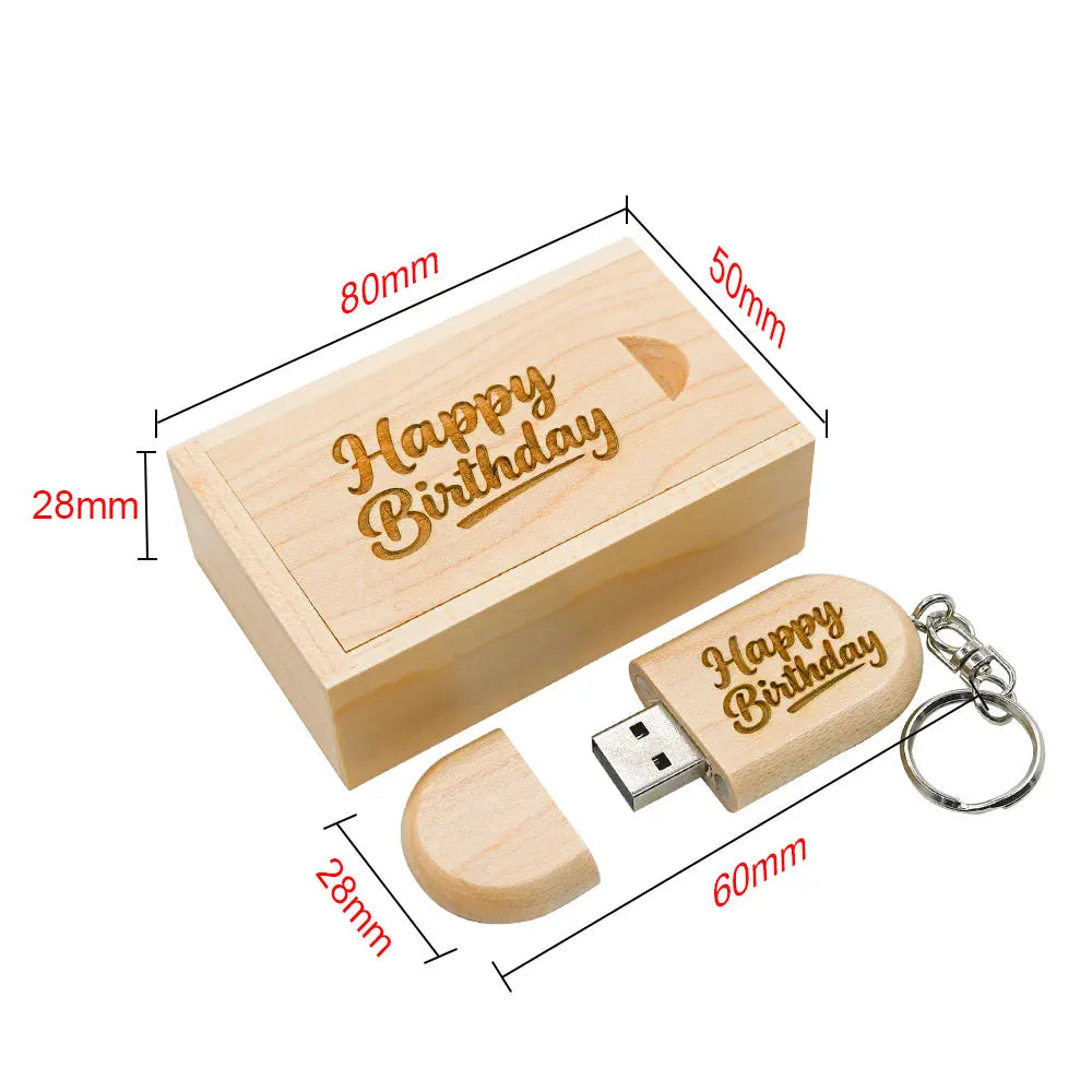 30-Pack Wooden USB Flash Drives Custom Logo 16–128GB Key Chain USB Flash Drive PRIMED
