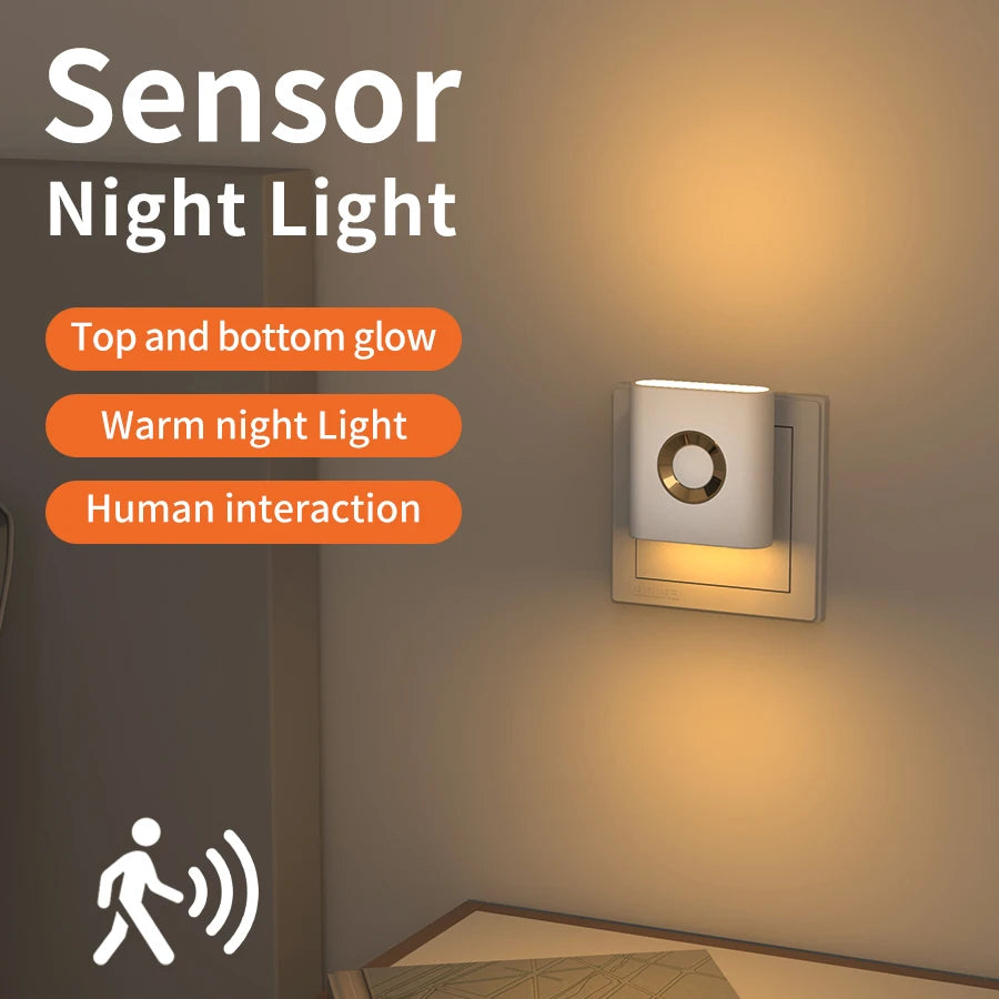 AC 220V LED Motion Sensor Night Light | EU Wall Plug Lamp Motion Sensor Night Light PRIMED