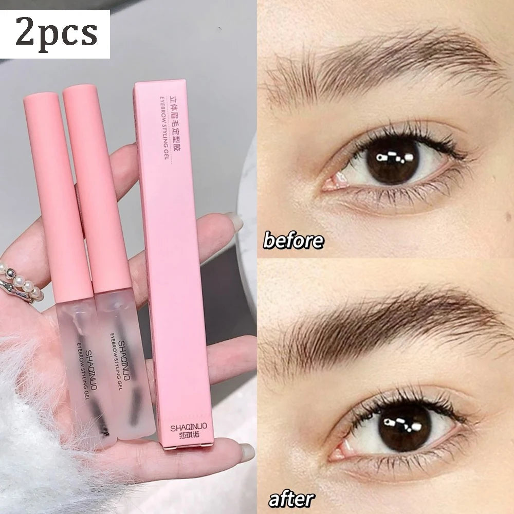 Transparent Waterproof Eyebrow Styling Gel – 3D Natural Brow Eyebrow Styling Gel PRIMED 2pcs