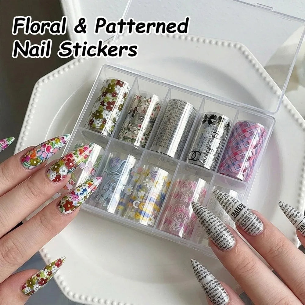 Lace Holographic Nail Foils – Black & White Sequin Stickers
