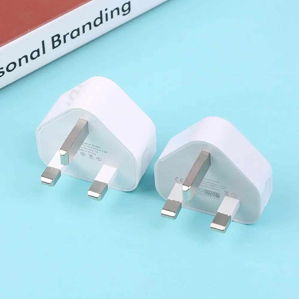 UK 3-Pin USB Wall Charger 1/2 Ports 5V 2.1A | iPhone Samsung USB Wall Charger PRIMED