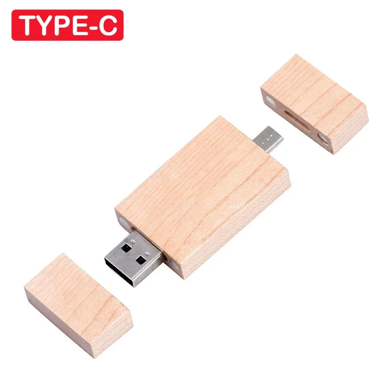 Wooden TYPE-C USB Flash Drive | Free Custom Logo 4–128GB USB Flash Drive PRIMED Maple wood 8 GB