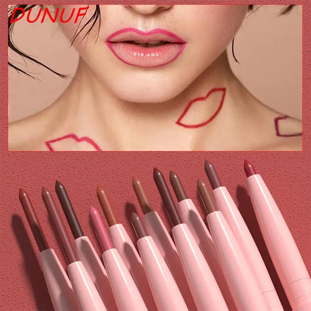 DUNUF 12-Color Matte Lip Liner Set – Waterproof & Long-Lasting Matte Lip Liner Set PRIMED