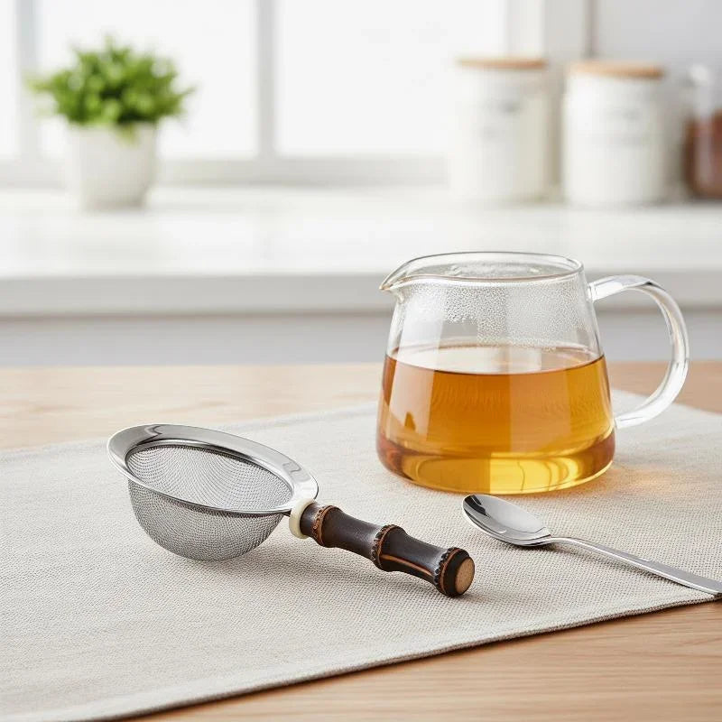 Fine Mesh Tea Strainer | Stainless Steel & Bamboo Handle