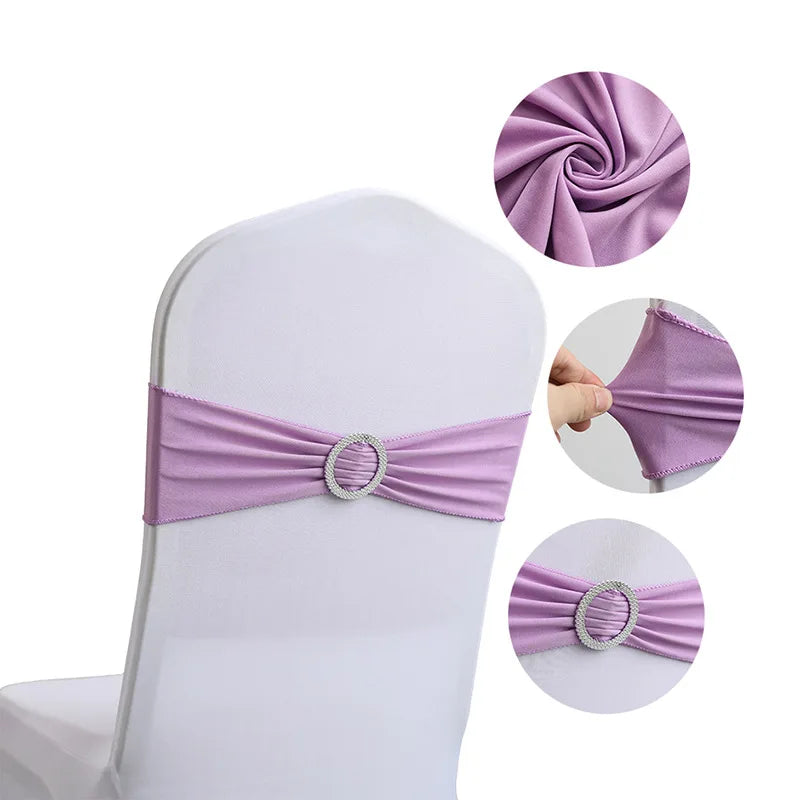 10 Pcs Spandex Chair Sashes with Buckle Slider | Wedding Décor