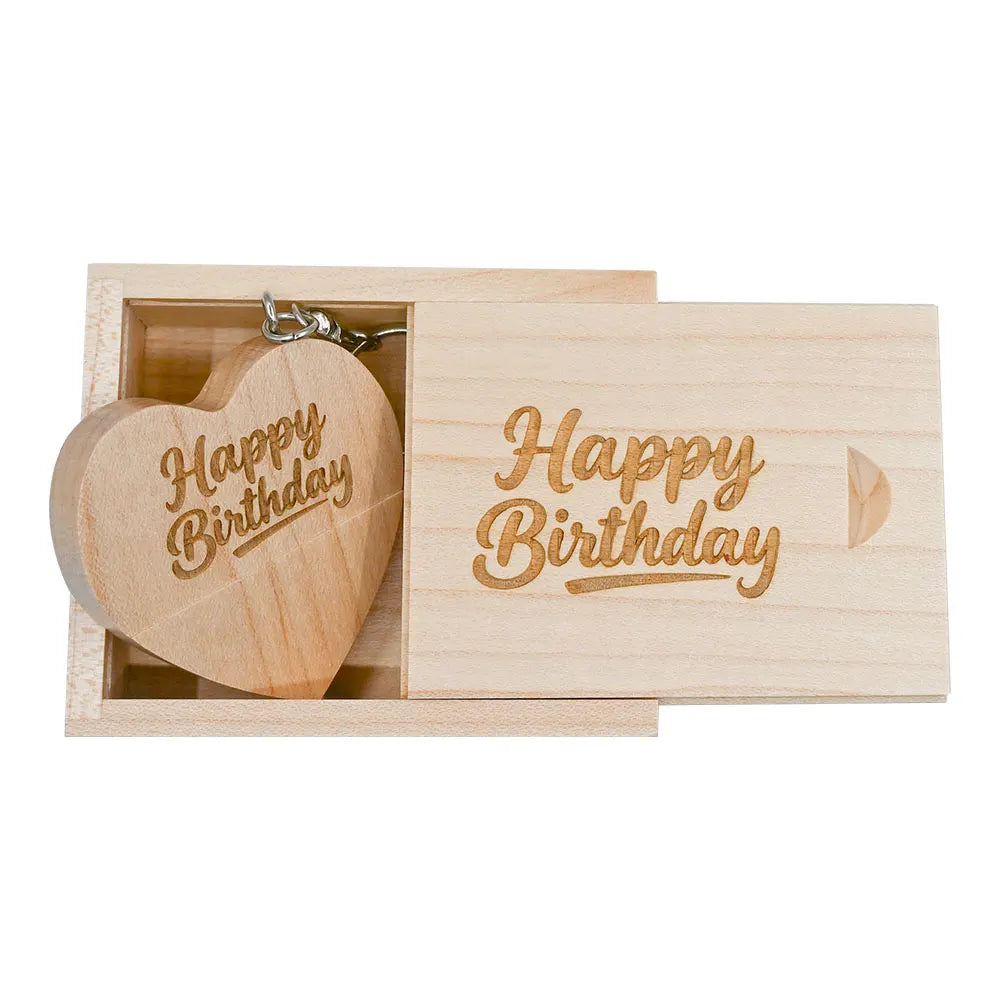 10-Pack Wooden Heart USB Flash Drives 8–64GB | Custom Logo USB Flash Drive PRIMED