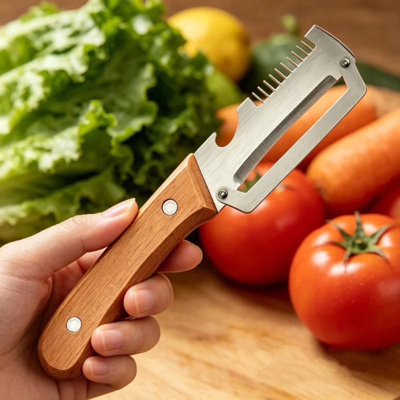 Wooden Handle Vegetable Peeler – Sharp Stainless Steel Blade
