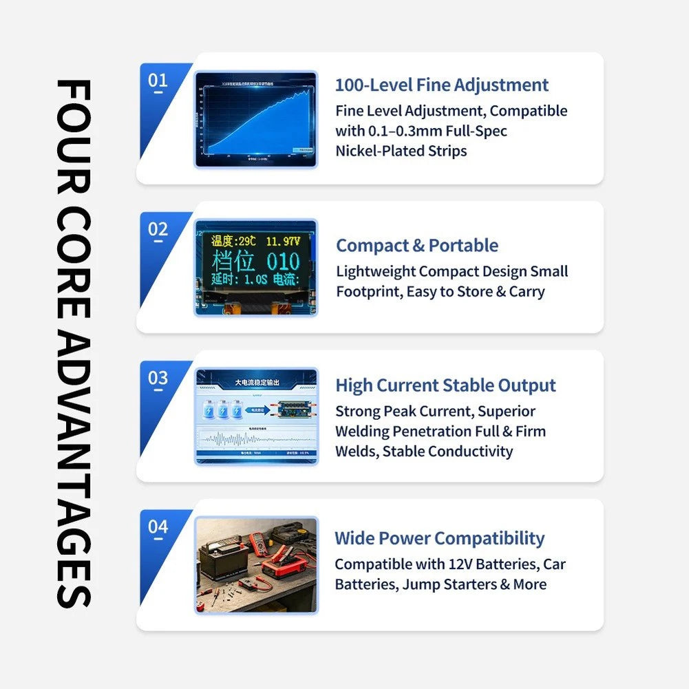 X100 Smart OLED Spot Welder – Portable LCD Welding Machine