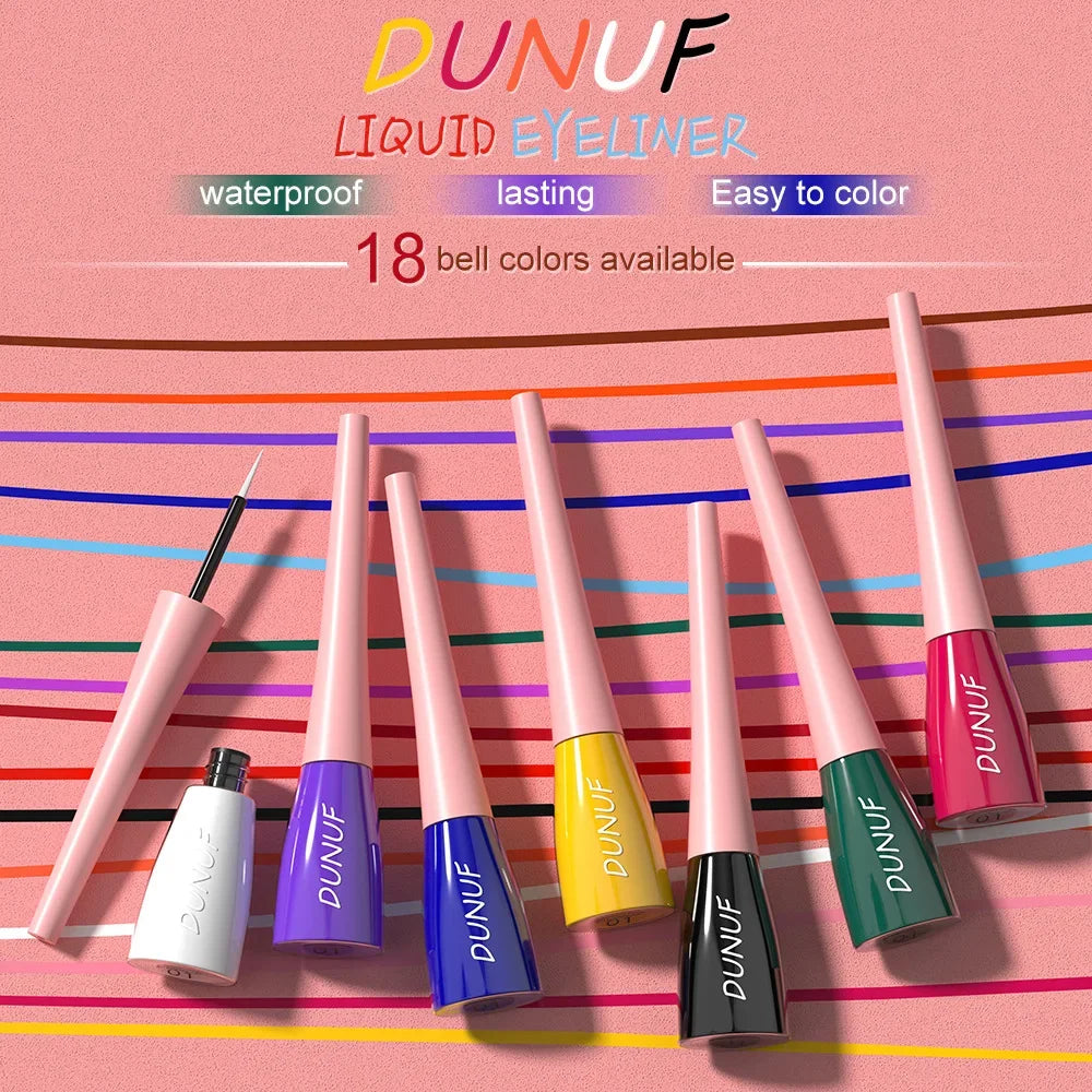 DUNUF Matte Colorful Liquid Eyeliner Pen – Waterproof 24H Liquid Eyeliner Pen PRIMED