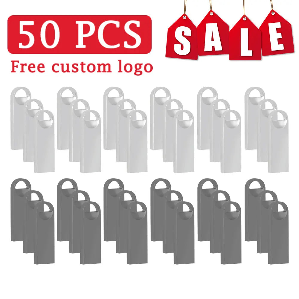 50-Pack Metal USB 2.0 Flash Drives | Custom Logo Engraved USB Flash Drive PRIMED