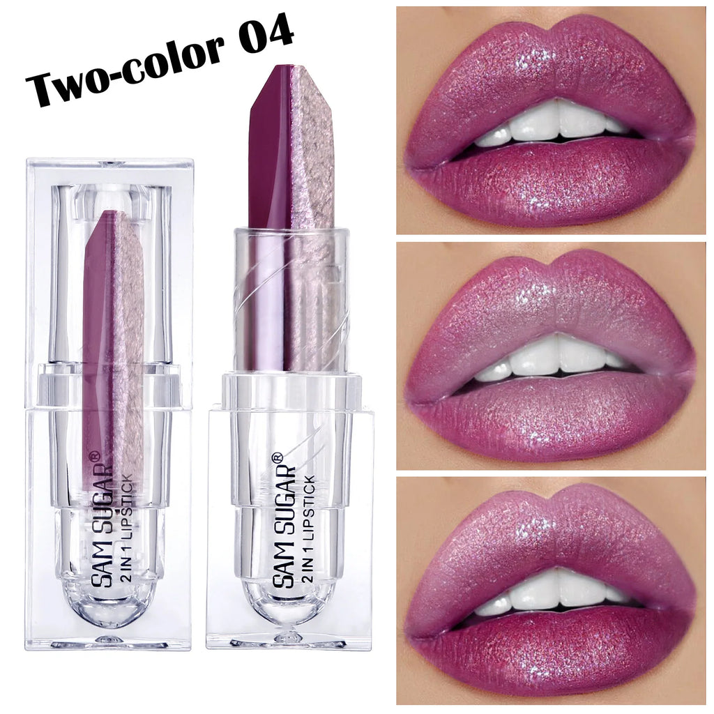 Two-Tone Gradient Matte Lipstick – Waterproof Pearlescent Diamond Gradient Matte Lipstick PRIMED 04