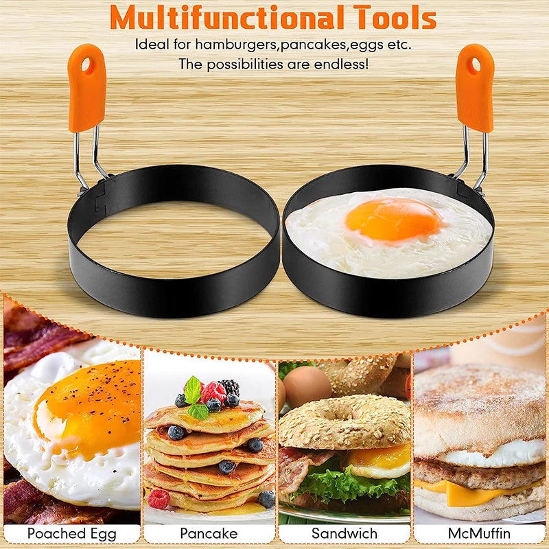 Stainless Steel Egg Ring & Pancake Mold with Silicone Handle Egg Ring Mold PRIMED