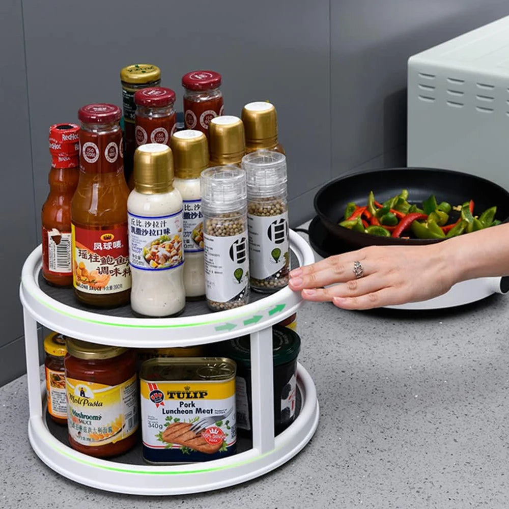 LMETJMA 2-Tier Lazy Susan Spice Rack Organizer 360° Rotating Lazy Susan Organizer PRIMED