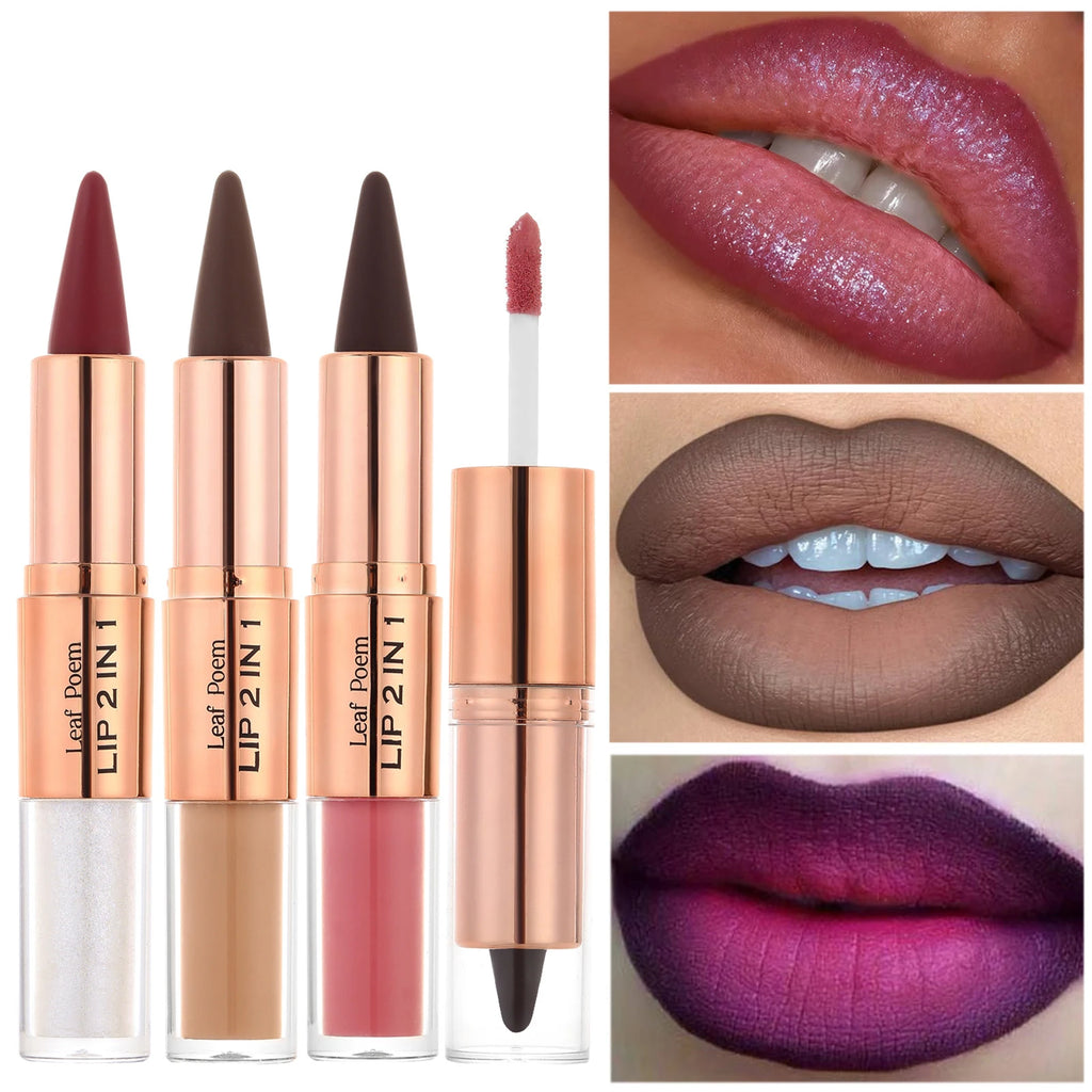2-in-1 Matte Lip Liner & Lip Gloss Pen – 9 Colors, Waterproof Lip Liner Pen PRIMED