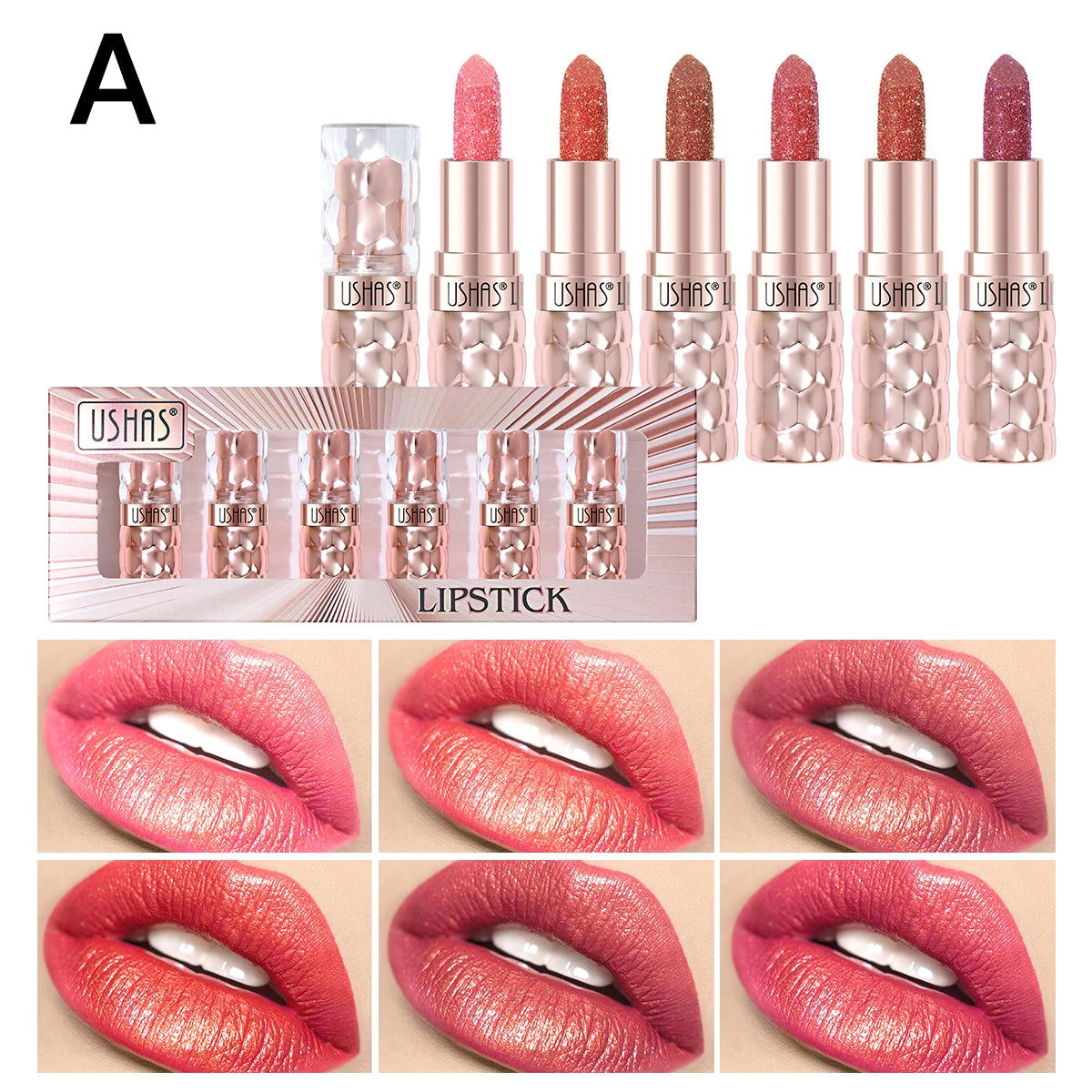 USHAS Metallic Shine Liquid Lipstick Set – 6pc Waterproof