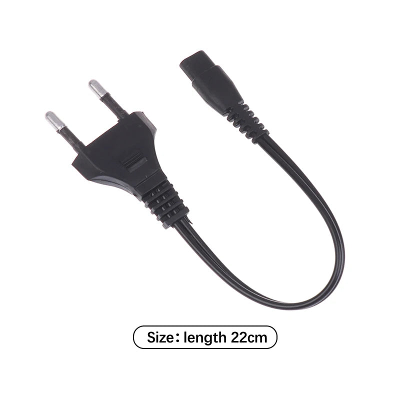 EU Plug Double-Hole Flashlight Charging Cable 22cm 220V/110V Flashlight Charger Cable PRIMED Black