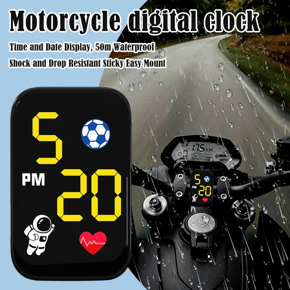 Waterproof Mini Motorcycle Digital Clock LED Dash Mount Watch