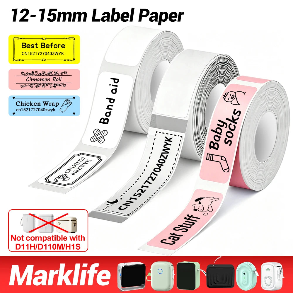 Thermal Label Sticker Roll 12–30mm for Mini Printer P15 D30 P12 Thermal Label Roll PRIMED