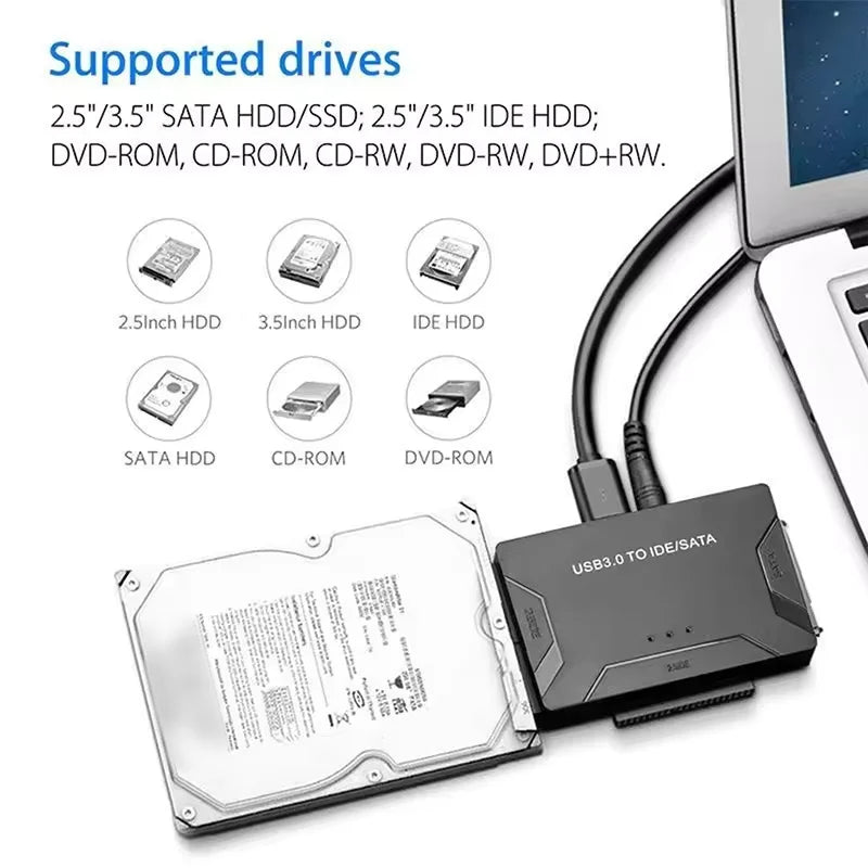 SATA/IDE to USB 3.0 Adapter for 2.5" & 3.5" HDD SSD Hard Drive Adapter PRIMED